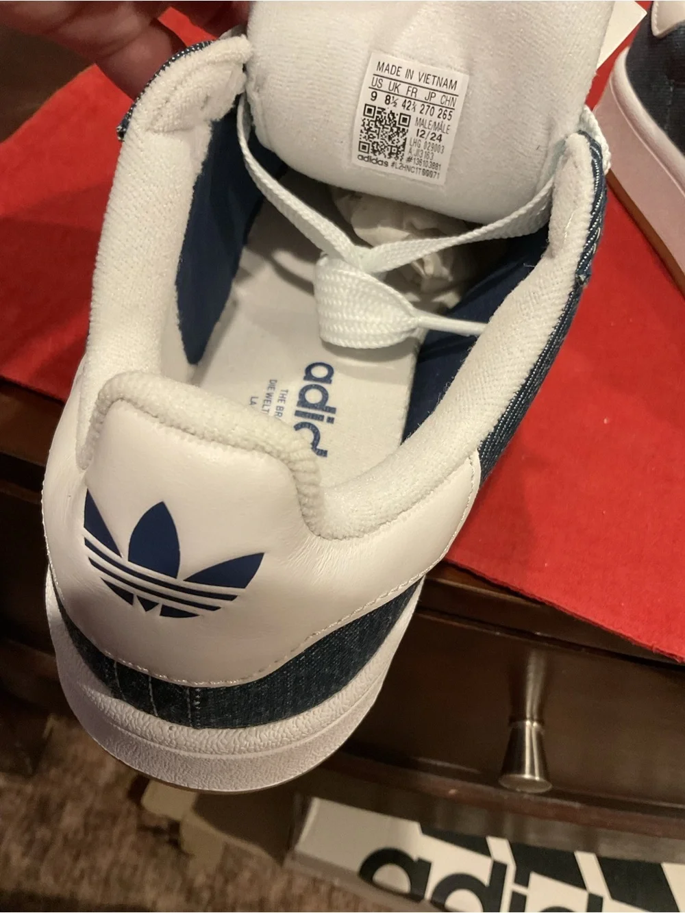 adidas Denim Blue Low-Top Sneakers with White Laces